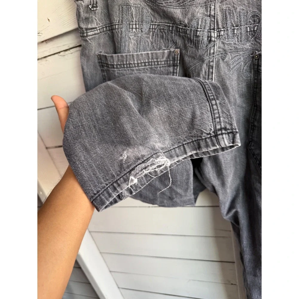 Rocawear Mens Original Fit Baggy Jeans Black Faded Embroidered Logo Y2K Denim